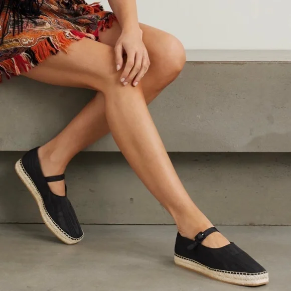 NEW! LOEFFLER RANDALL CLOVER BLACK MOIRE ESPADRILLE MARY JANE SHOES SIZE 7.5 - Picture 2 of 13